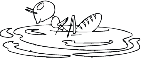 Ant Is Swimming Coloring Page